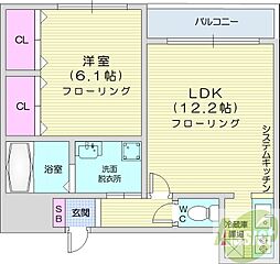 フルール 1LDKの間取図画像