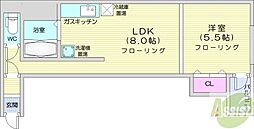 パークヒルズ中央411 1LDKの間取図画像