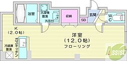 ノース266 1DKの間取図画像