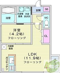 アルバグランデアサブ 1LDKの間取図画像