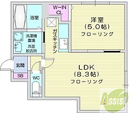 )CORSO(コルソ) 1LDKの間取図画像