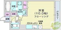 セントポーリアスウィート ワンルームの間取図画像