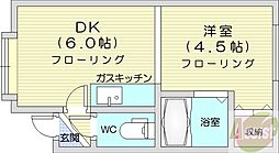 パステルコート 1DKの間取図画像
