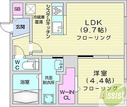ブランシャールKAI(カイ)中島公園 1LDKの間取図画像