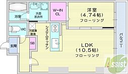 S-RESIDENCE近代美術館前 1LDKの間取図画像