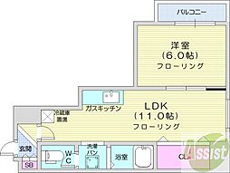 サンマンション 1LDKの間取図画像