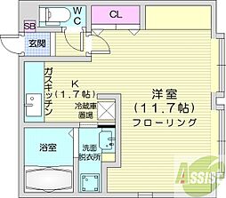 ロワ・プルミエ 1Kの間取図画像