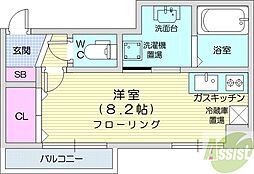 アクロビュー北大前 1Kの間取図画像
