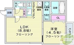 ホープN8/E8 1LDKの間取図画像