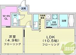 コートヴィラ札幌 1LDKの間取図画像