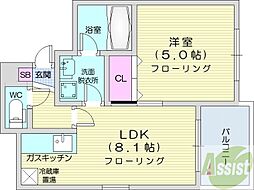 カハラコート2nd 1LDKの間取図画像