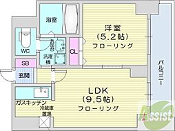 トレジャーコートA 1LDKの間取図画像