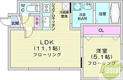 札幌市白石区菊水三条2丁目マンション 1LDKの間取図画像