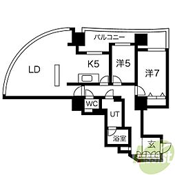 シティタワー円山神宮鳥居前 2LDKの間取図画像