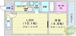 HILLSSAPPORO 1LDKの間取図画像