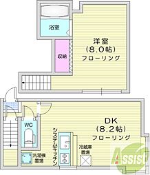 パレス麻生B 1DKの間取図画像