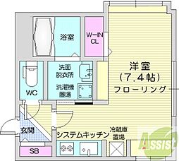 グランテラス北4条 1Kの間取図画像