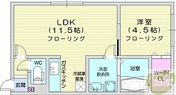 アプリーラ新琴似 1LDKの間取図画像