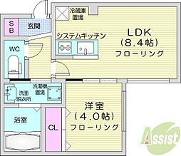 アクアオーパス 1LDKの間取図画像