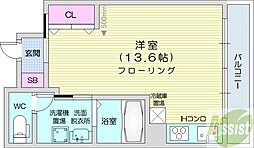 UURコート札幌南3条プレミアタワー ワンルームの間取図画像