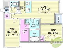 Restson行啓通 2LDKの間取図画像