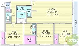 ZABOHILLSMINAMI16JO 3LDKの間取図画像