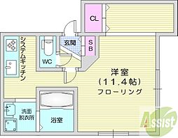 ARSN35 1Kの間取図画像