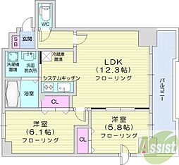 ビッグパレス円山2 2LDKの間取図画像