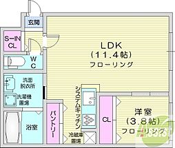ピオネロ新道東 1LDKの間取図画像