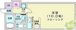 ノースビル 1Kの間取図画像
