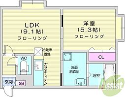 ブリリアント元町 1LDKの間取図画像