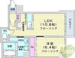 レフィナード北12条 1LDKの間取図画像