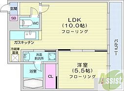 トミイビルNo.40 1LDKの間取図画像