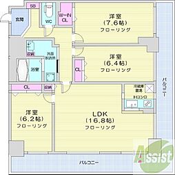インペリアル山鼻 3LDKの間取図画像