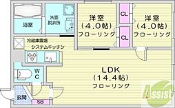 マルベックN22 2LDKの間取図画像