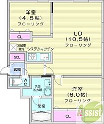 キャビン-5 2LDKの間取図画像