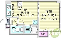 サニープレイスノース33 1DKの間取図画像