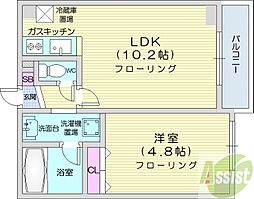 S-FORT札幌北5条 1LDKの間取図画像