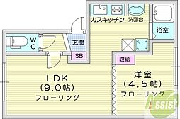 ドリームハイツB 1LDKの間取図画像