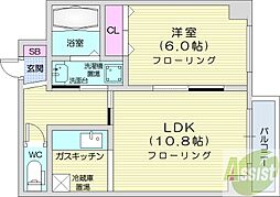 N35フジイMS 1LDKの間取図画像
