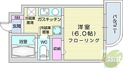 ヒューマンプラザ北大前 1Kの間取図画像