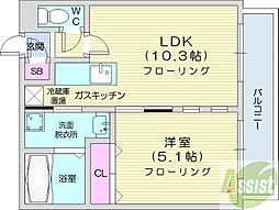 グランデプレシア環状通東 1LDKの間取図画像