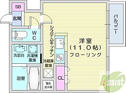 スペチアーレ札幌 1Kの間取図画像