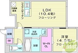 札幌市中央区南十六条西5丁目マンション 1LDKの間取図画像