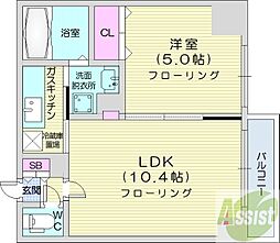willDo南12条 1LDKの間取図画像