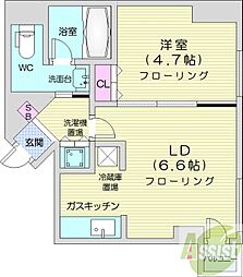 クオーレ円山公園 1LDKの間取図画像