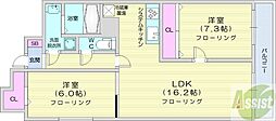 スクゥエアーMS614 2LDKの間取図画像