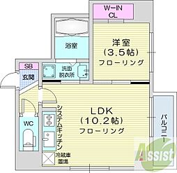 レガロ札幌ステーション 1LDKの間取図画像