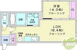 プリヴィレッジ東札幌 1LDKの間取図画像