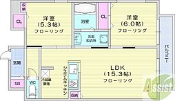 Partire桑園 2LDKの間取図画像